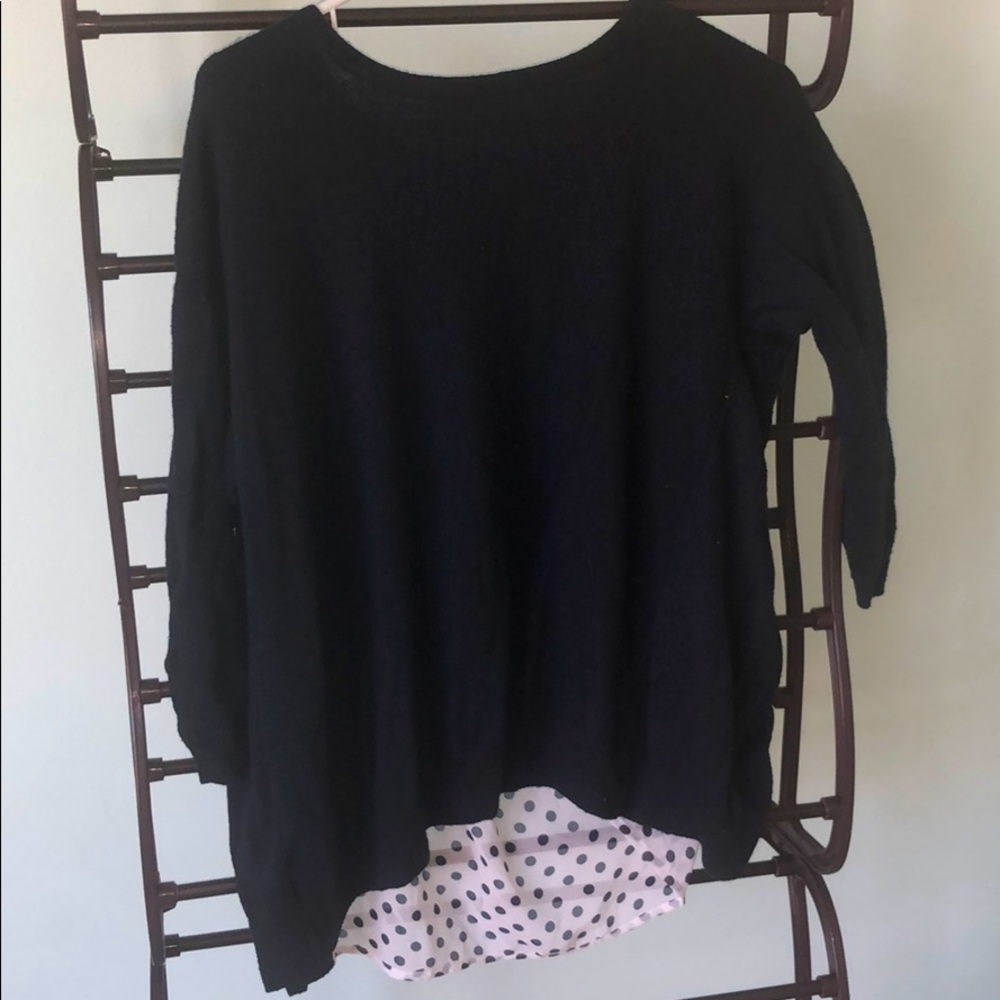 Navy Blue/ Black and White Polka top